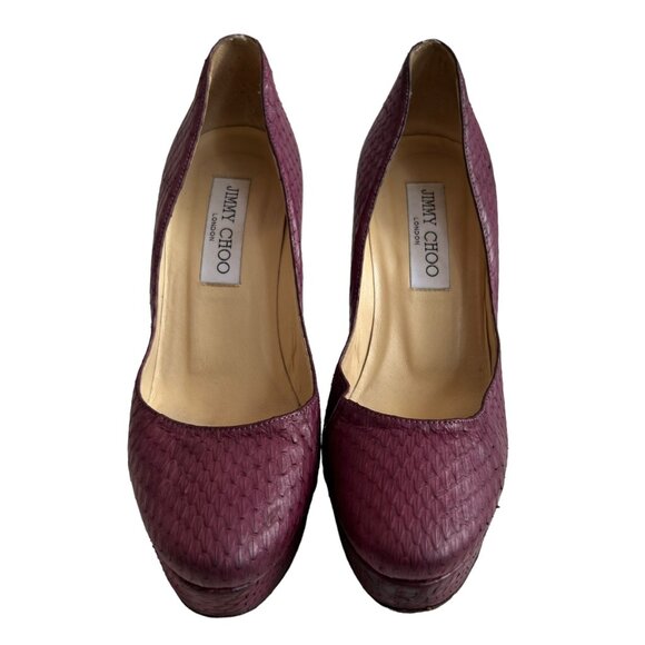 Jimmy Choo Cosmic Snakeskin leather pumps platform 5" stiletto high heel 36 - Picture 2 of 11